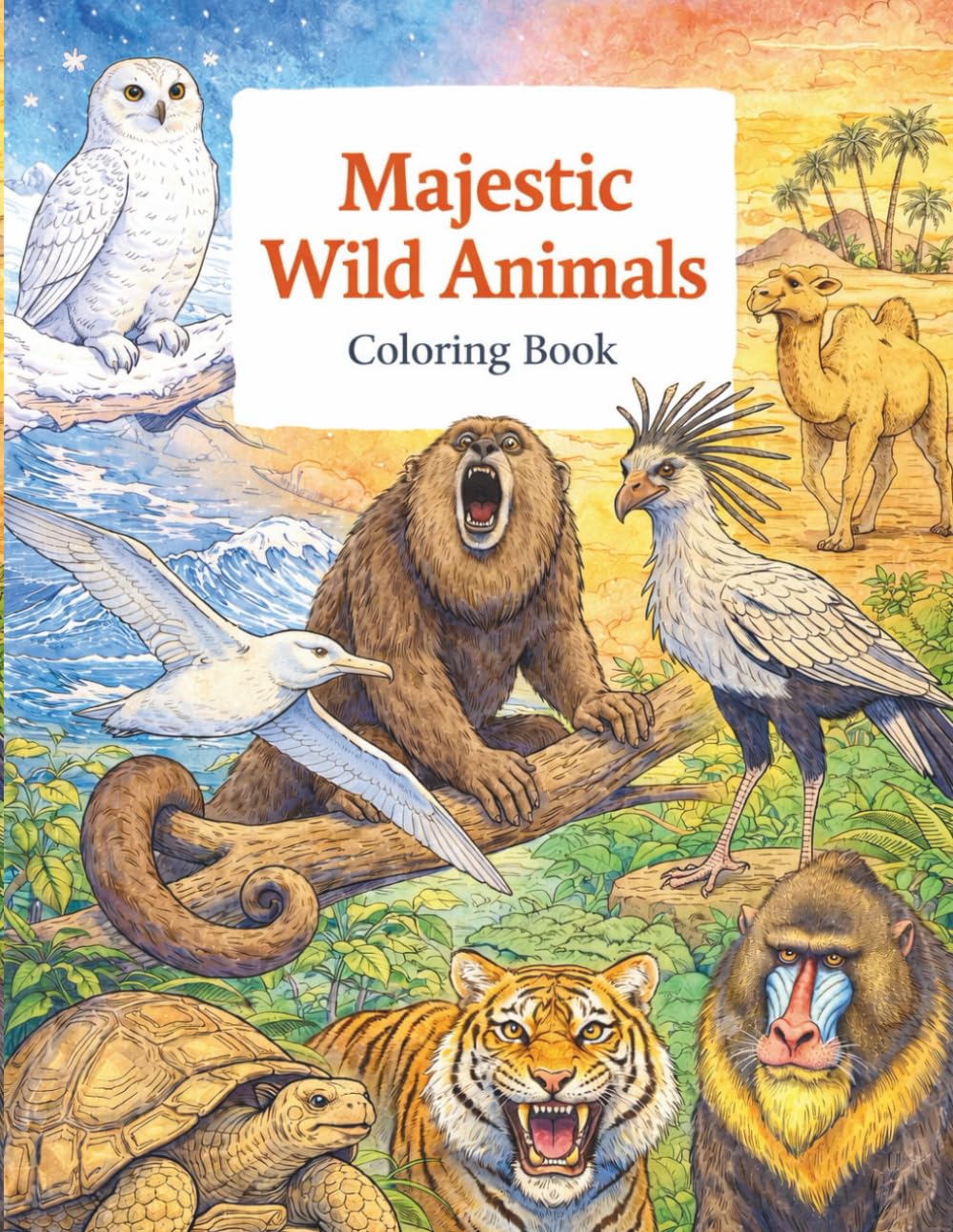Majestic Wild Animals Coloring Book