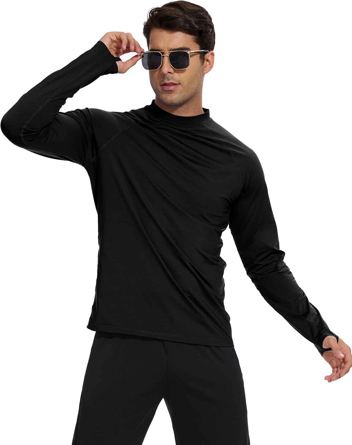 Men's Fleece Lined Thermal Shirts Midweight Crew/Mock Neck Base Layer Long Sleeve Top Cold Weather Workout - Image 3