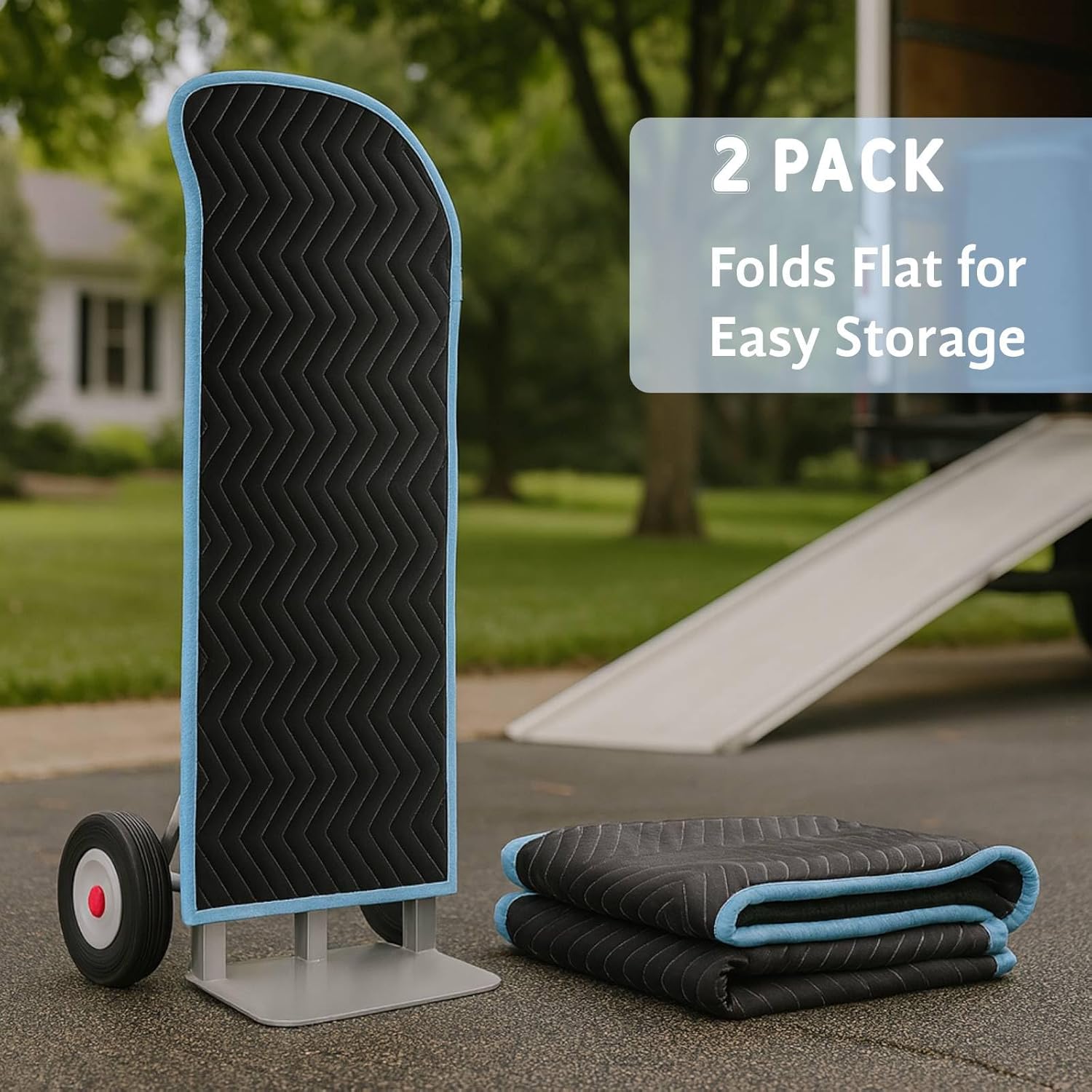 2 Pack Quilted Padded Hand Truck Cover 50"x16" - Rounded Top Design with Loop Straps, Cotton-Polyester Furniture Pad for Moving, Storage & Deliveries | Eco-Friendly, Reusable Protection