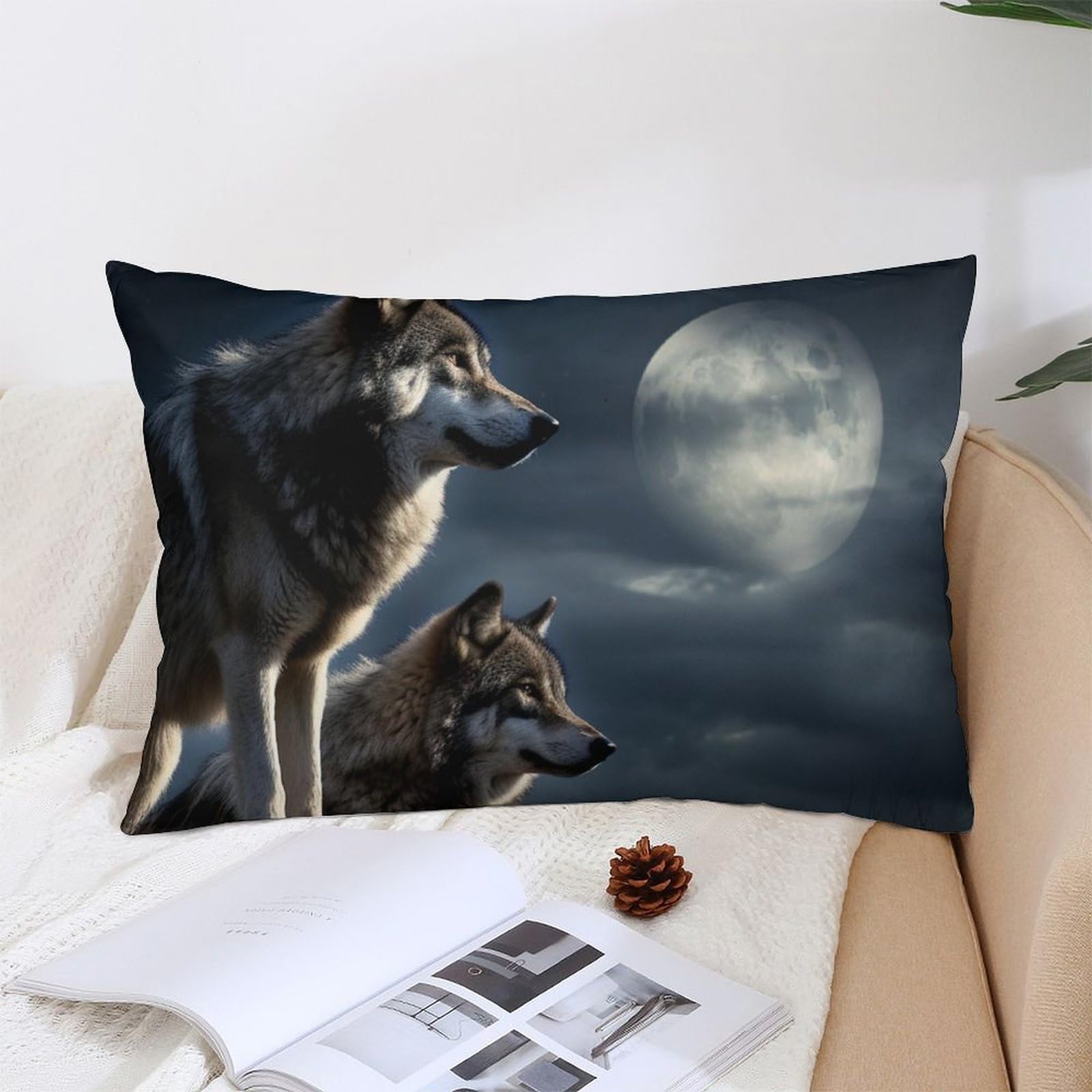 NTVOWPZO Decoration Throw Pillow Covers 12 "x20 Pillowcases Covers Wolves in The Moonlight Soft Pillowcases Modern Farmhouse Home Decor Sofa Cushions Covers for Couch Bed Living Room