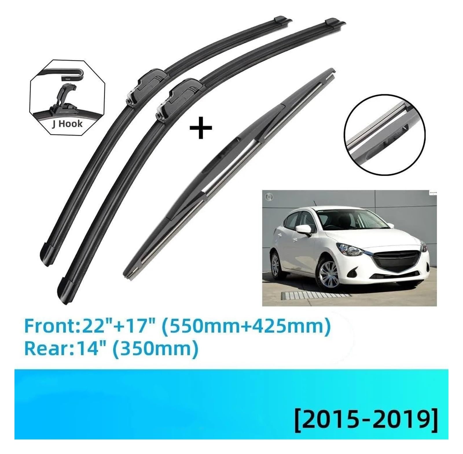 Spazzole Tergicristallo Per Mazda 2 Per Demio DJ 2015 2016 2017 2018 2019 Anteriore Posteriore Spazzole Tergicristallo Spazzole JU Gancio Spazzole Tergicristallo Auto