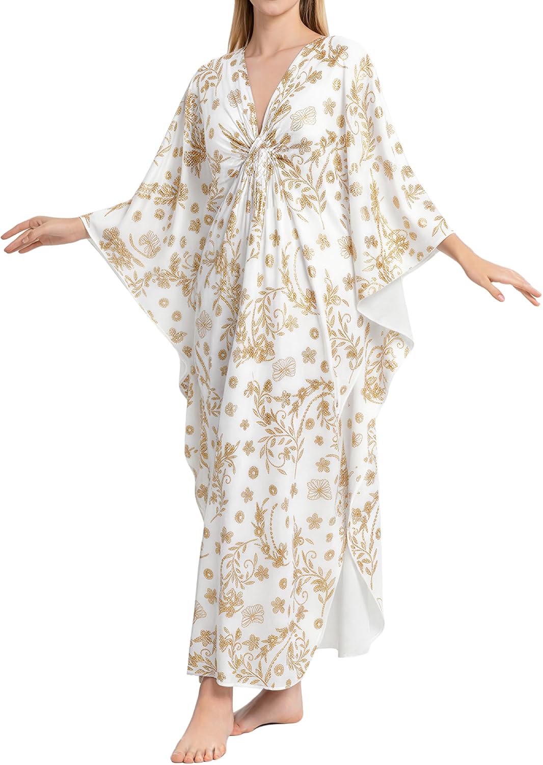 Bsubseach Kaftan Dresses for Women Plus Size Caftan Batwing Sleeves Beach Cover Up Maxi Beach Dress