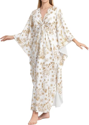 Bsubseach Women Kaftan Dresses Maxi Caftan Batwing Sleeves Beach Cover Up