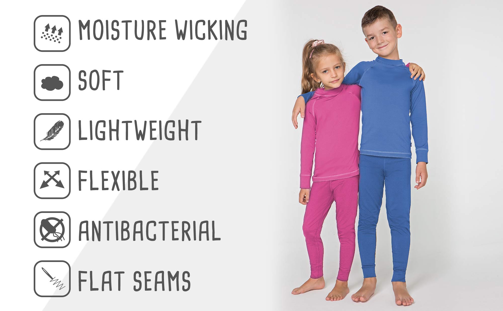 meteor Set Biancheria Intima per Bambini Funzione Set Termica con Maglia a Maniche Lunghe e Pantaloni Termici - Termoattivo Transpirante Morbido, Calde Set per Ragazzo e Ragazza