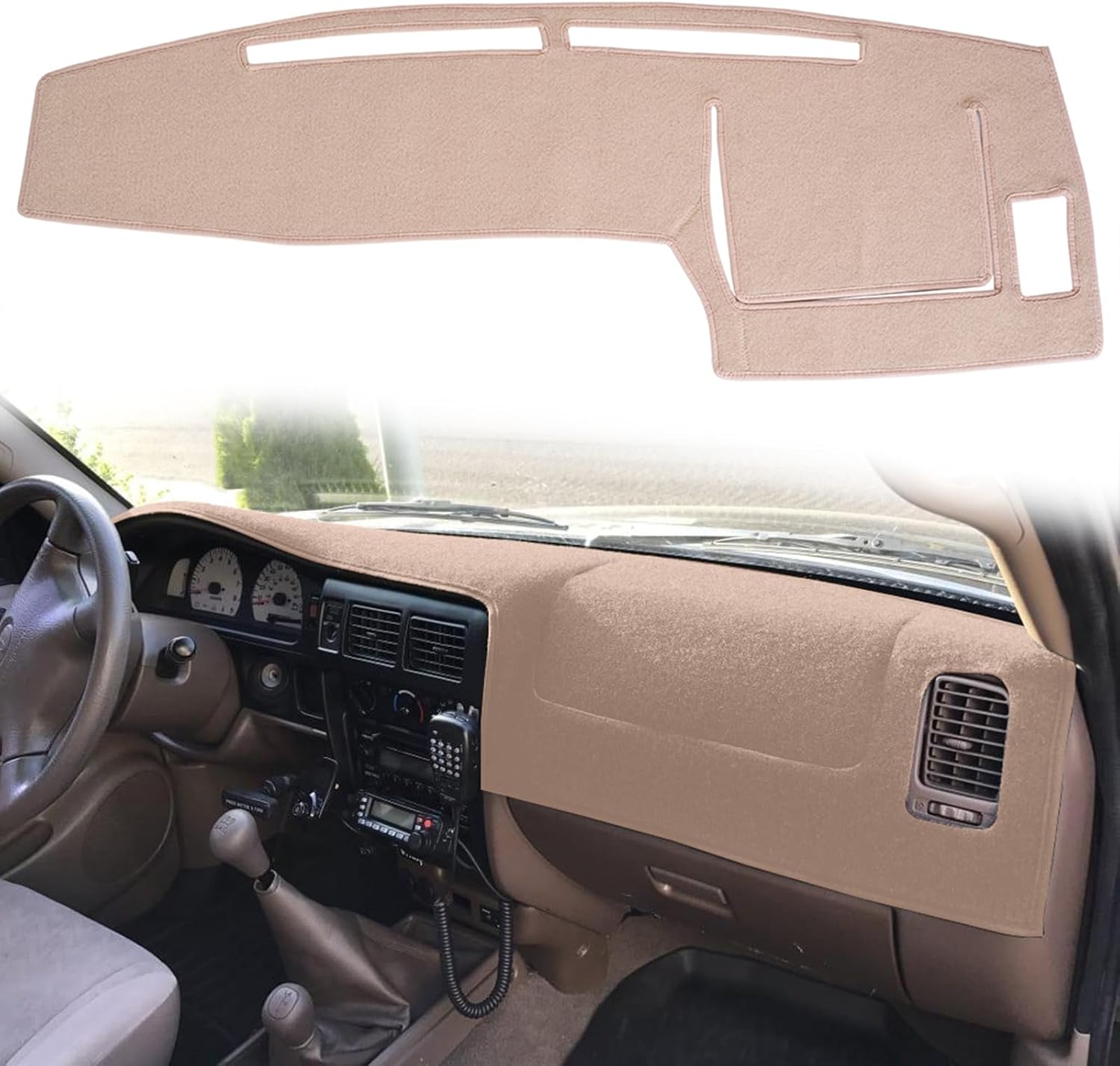 Dashboard Cover Mat Custom Fit for Toyota Tacoma 1998 1999 2000 2001 2002 2003 2004,Dash Cover Dash Mat Pad Carpet Protector(Beige)