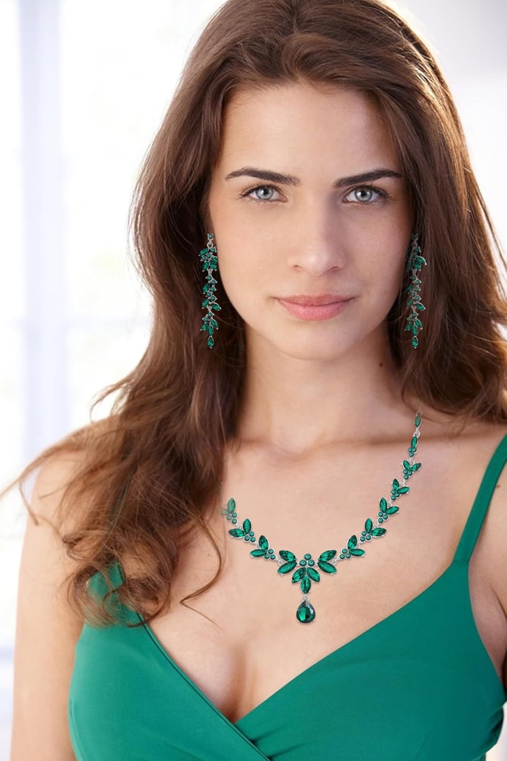 Wedding Jewelry Sets for Bride Bridesmaid Bridal Jewelry Set for Women Wedding Crystal Necklace Earrings Bracelet Set for Party Prom Jewelry - Image 2