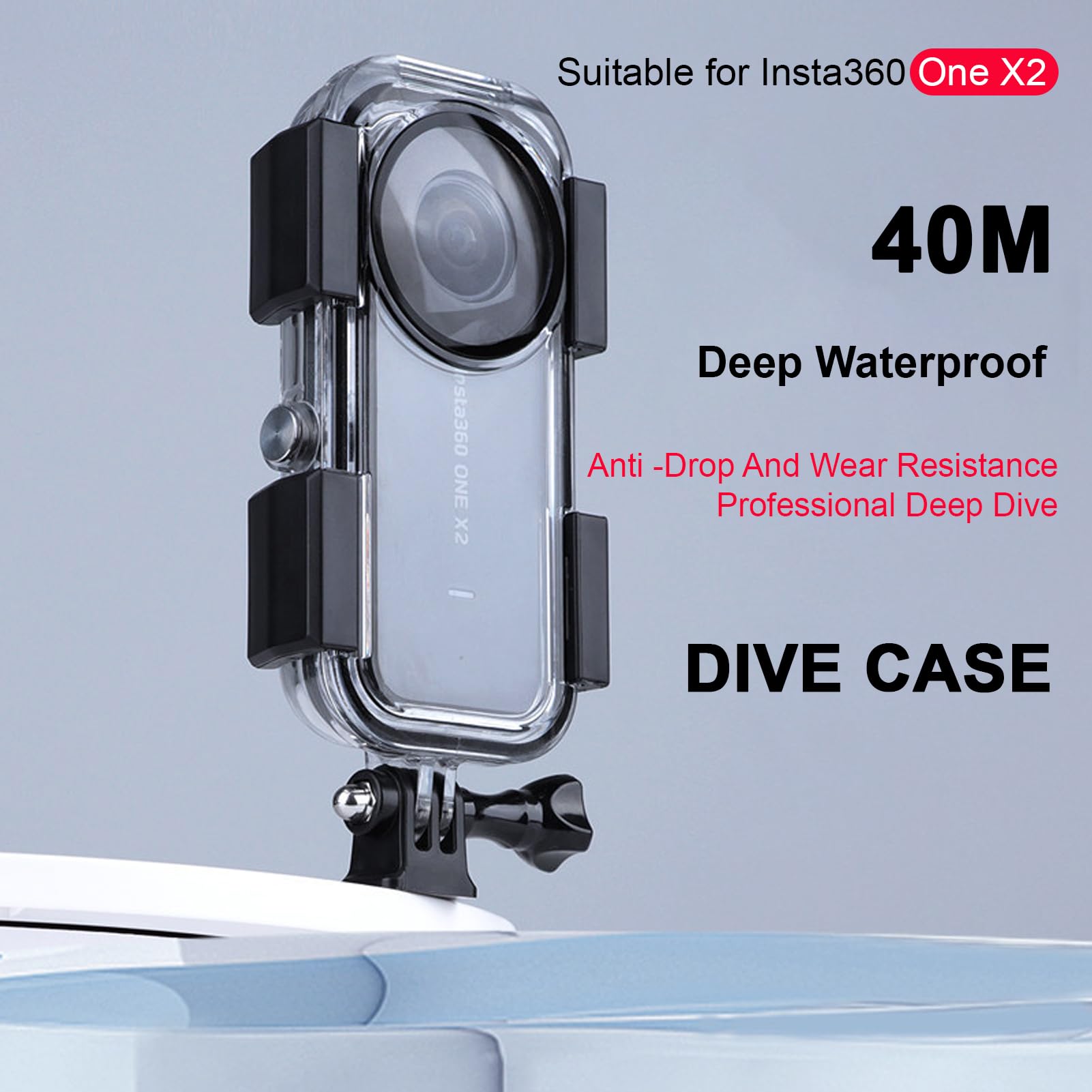 Yunseity Boîtier étanche 40m/131ft pour One X2, Coque de Protection du Boîtier de Plongée pour la Photographie de Plongée sous-Marine