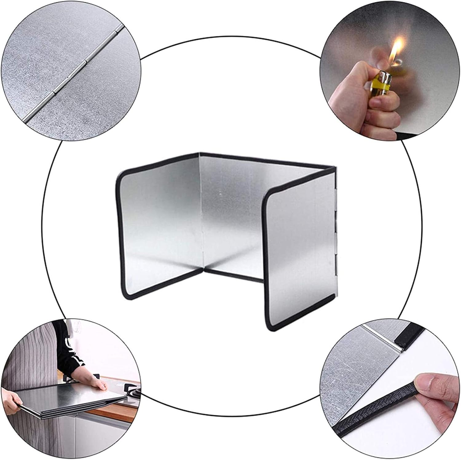 Kitchen Anti Splatter Shield Guard, Splatter Guard for Cooking, Sink Splash Guard, 3/4-Sided Splatter Guard for Stove Top and Frying Pan, Foldable Oil Splatter Screen Board,30 * 29 * 39cm