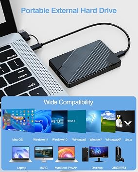 500G External Hard Drive,USB 3.0 and USB-C Storage Expansion Mobile HDD | Portable Slim Extended Storage for PC, Mac, Laptop, PS4, Xbox one, Phone