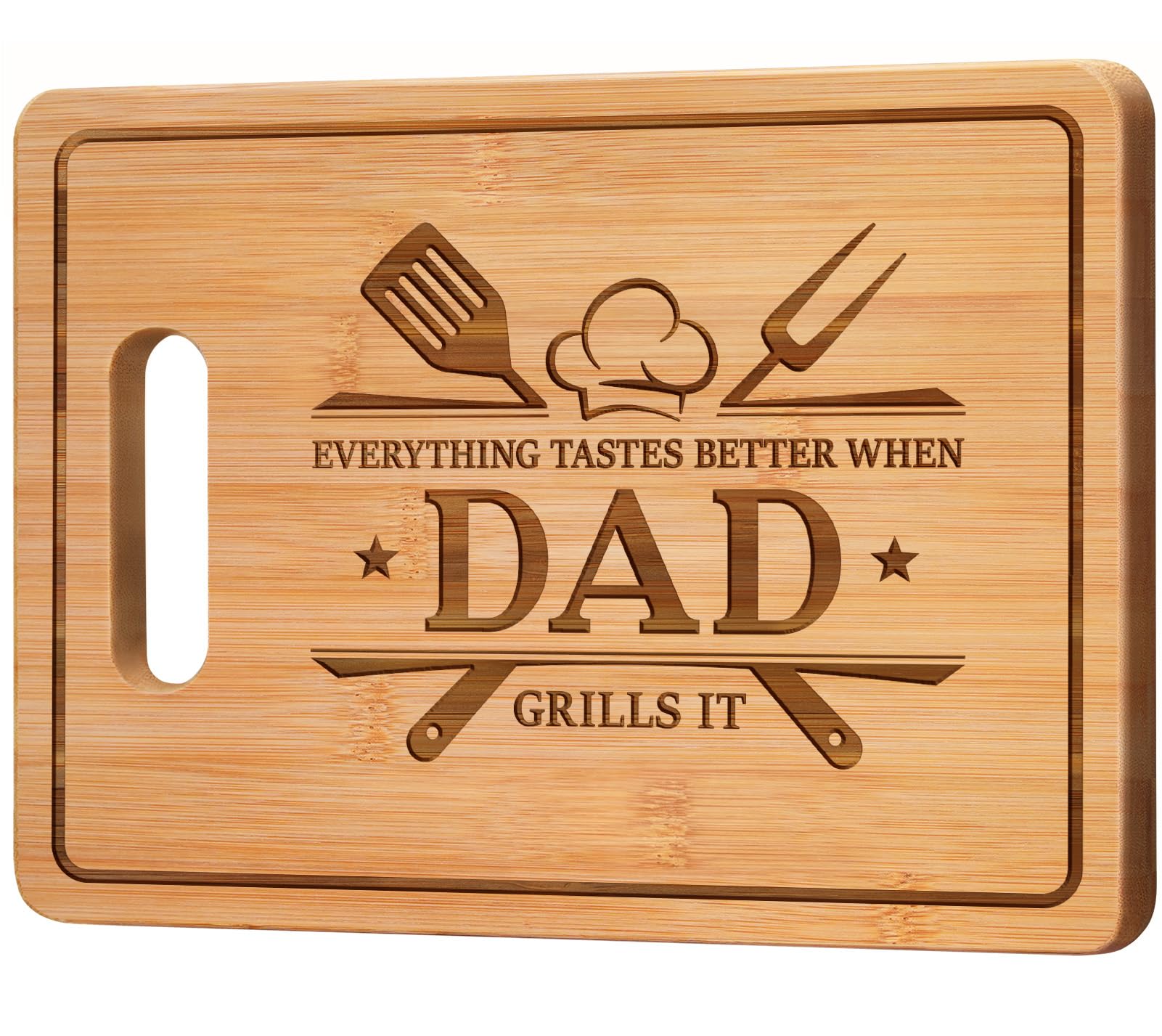 Best Dad Gifts, Dad Birthday Gifts, Unique Engraved Bamboo Cutting Board, Funny Presents for Father-in-Law Step New Daddy DADD-to-Be, BBQ Grilling Themed Kitchen Board for Men from Daughter Son — image 1