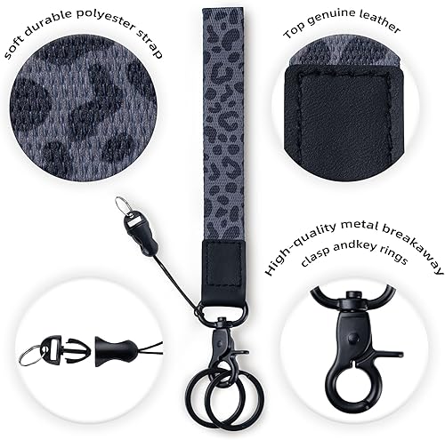 Miniatura 2 de CADONO Llavero con cordón para la muñeca de mano, llavero de pulsera para mujeres y hombres, insignias de identificación para llaves de automóvil,