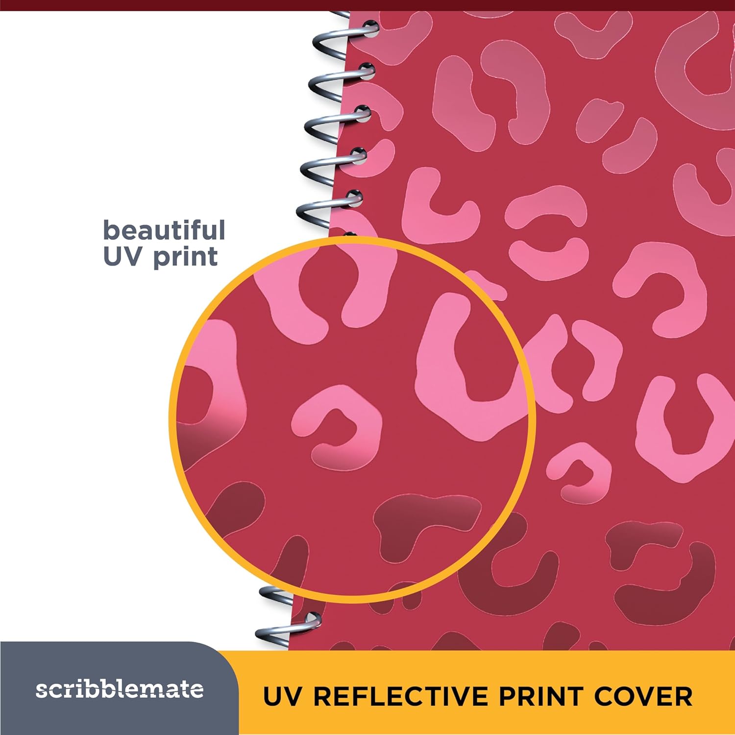 Spiral Notebooks College Ruled 1 Subject Spiral Notebook Pack of 12 Assorted Bold Colors, 8 x 10 1/2 Inch, 70 Sheets, Leopard Pattern Notebooks for Work & School