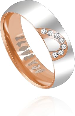 Uloveido I Love You Matching Love Heart Promise Rings for Men Women His Her Wedding Engagement Stainless Steel Rings for friend Boyfriend Y1319