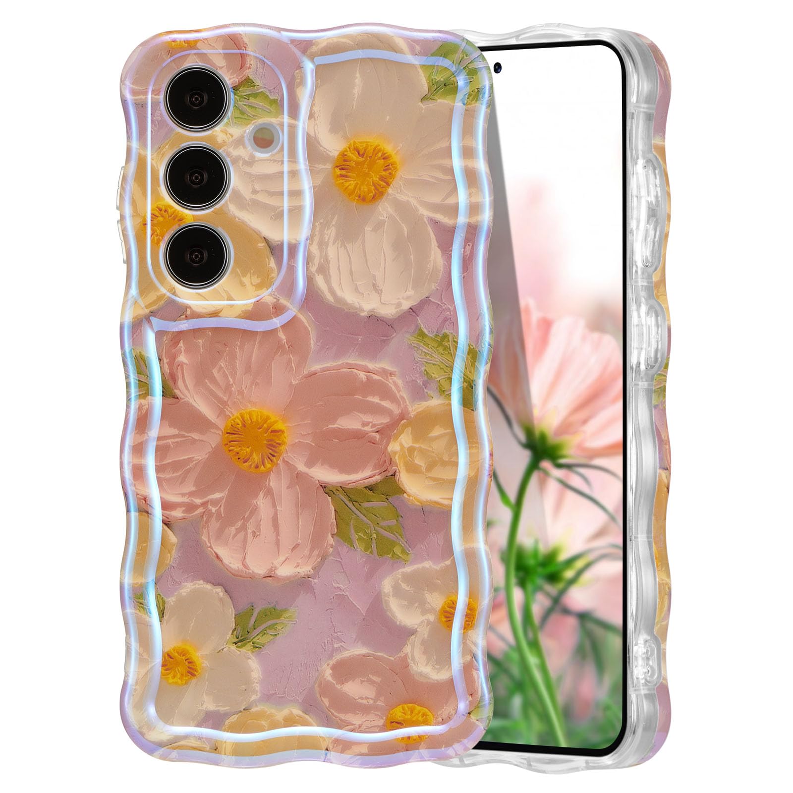 Coque Samsung S24 avec impression peinture à l'huile et reflets laser