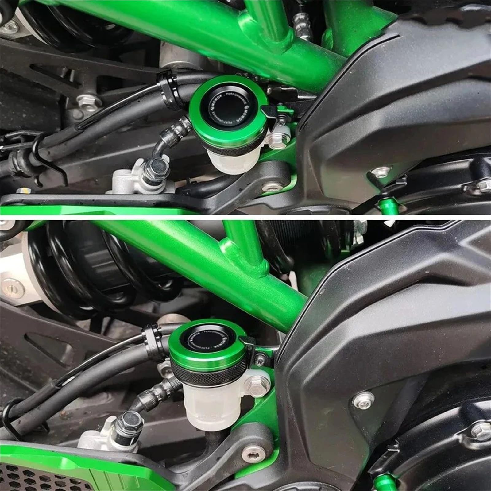 Pasuje do 900 Z650 Z 90 650 2017-2024 Akcesoria motocyklowe Płyn hamulcowy Cylinder Główny Zbiornik Korek wlewu oleju Osłona(4-Green)