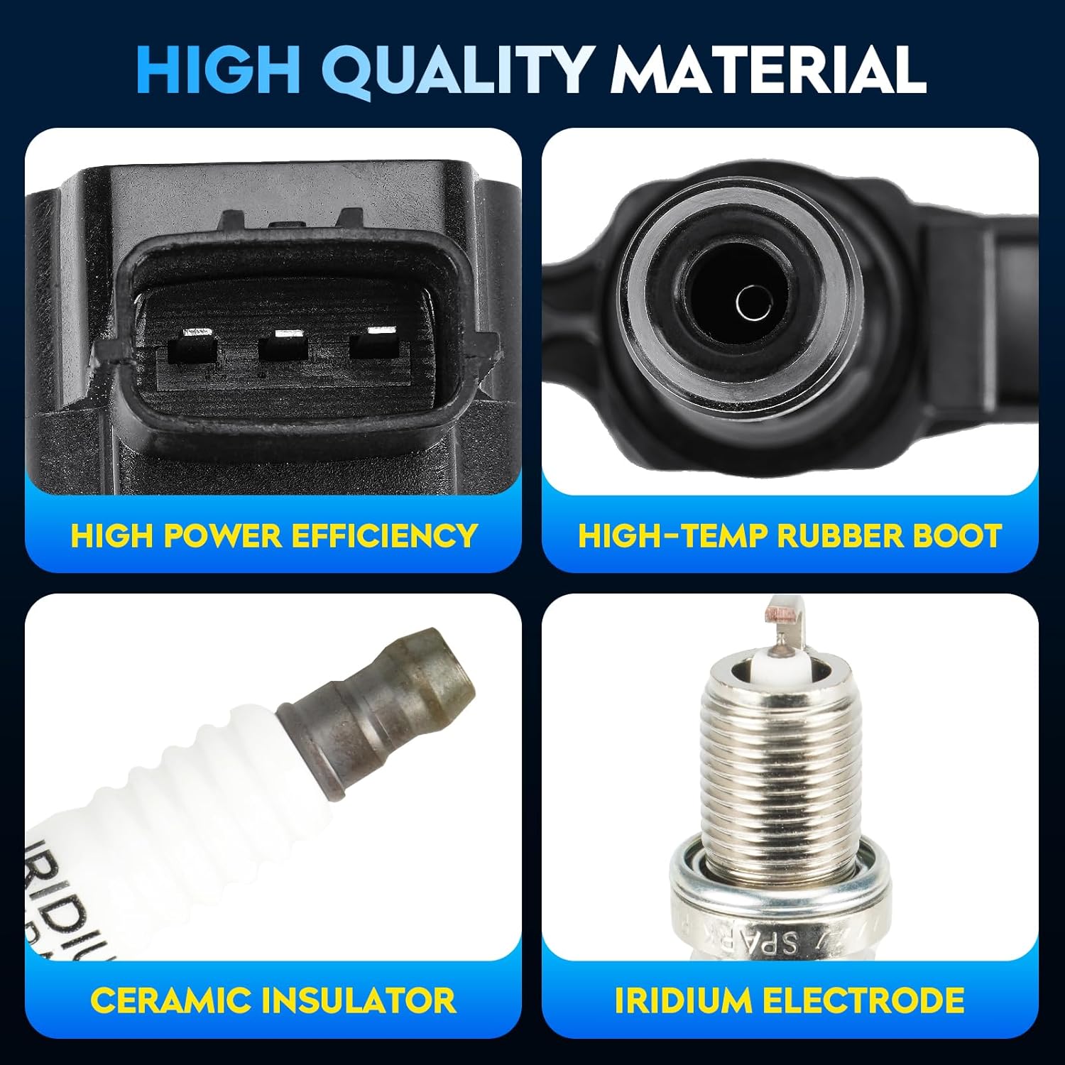 Ignition Coil Pack + Iridium Spark Plugs for Nissan Titan 2004-2007, Armada 2005-2006, Pathfinder Armada 2004, for Infiniti QX56 2004-2006, 5.6L V8, Replaces UF510 C1483 5C1482 E1010, 8 Sets