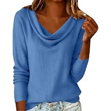 Linen Shirts for Women 2026 Cowl Neck Long Sleeve Womens Cotton Tops Breathable Textured Casual Top Loose Tunic Shirt