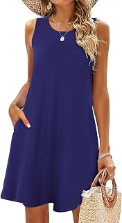 SimpleFun Summer Dresses for Women Beach Floral Tshirt Sundress Casual Pockets Boho Tank Dress
