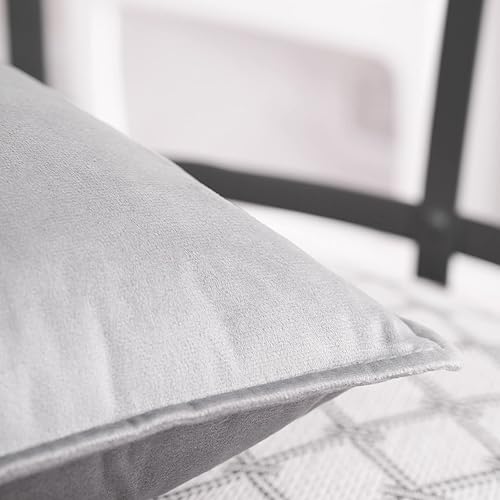 Miniatura 5 de JIAHANNHA Juego de 2 fundas de almohada de terciopelo gris claro de 18 x 18 pulgadas, fundas de cojín cuadradas suaves y decorativas para sofá,