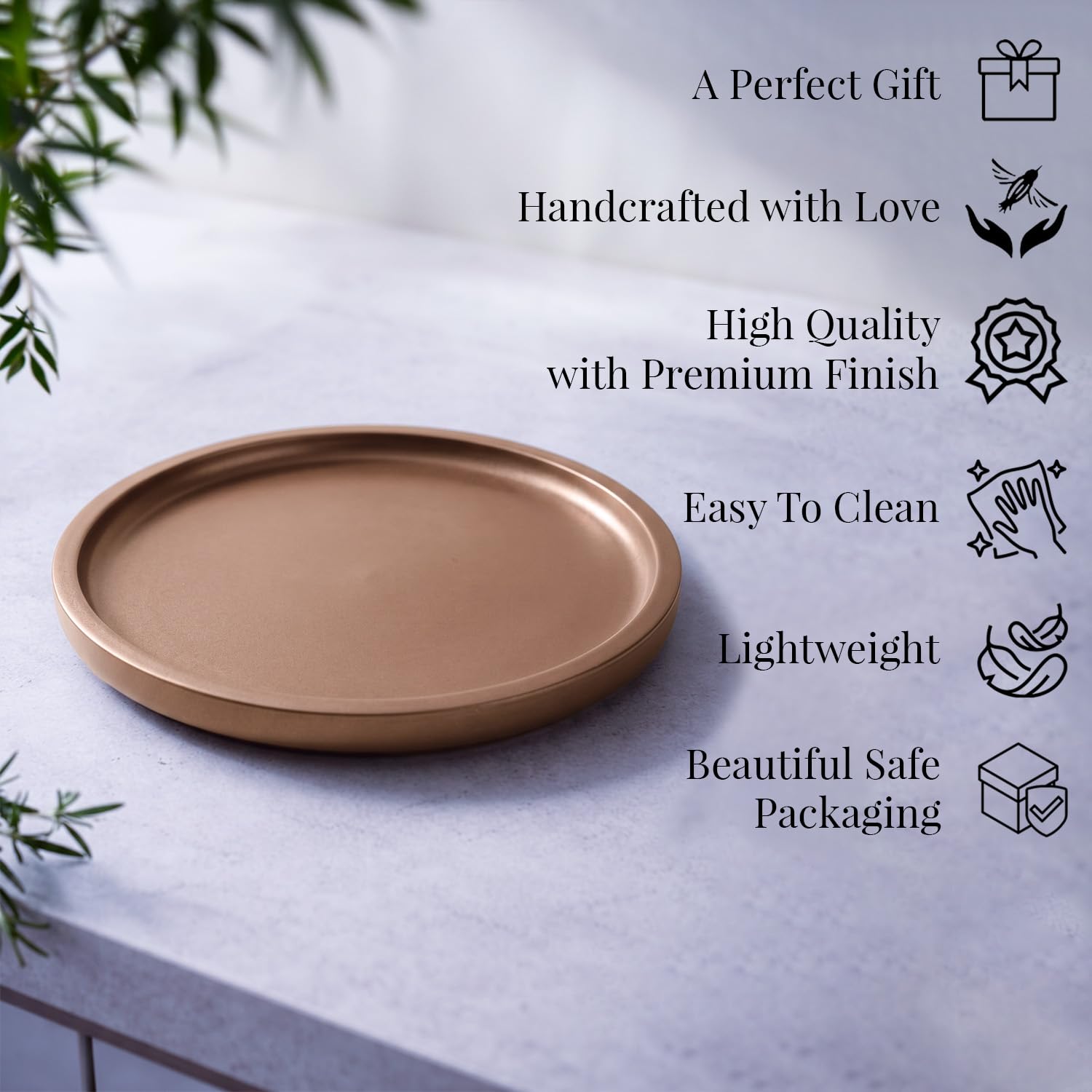 Copper Round Tray - Decorative Serving Tray -4
