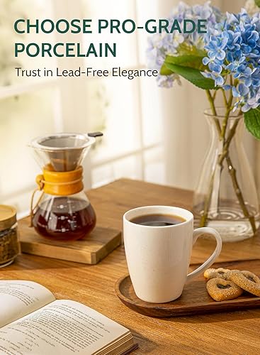 Vista 22 de Sweese. Conjunto de 6 tazas de café de porcelana, 16 onzas, Blanco