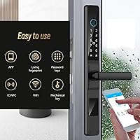 Vista 2 de HIFAM Cerradura de puerta de huellas dactilares, TUYA APP Control Smart Lock Cerradura de puerta electrónica con código código de acceso biométrico