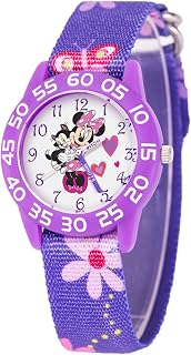 Minnie Mouse Kids' Plastic Time Teacher Analog Quartz Nylon Strap Watch, Purple, Modern