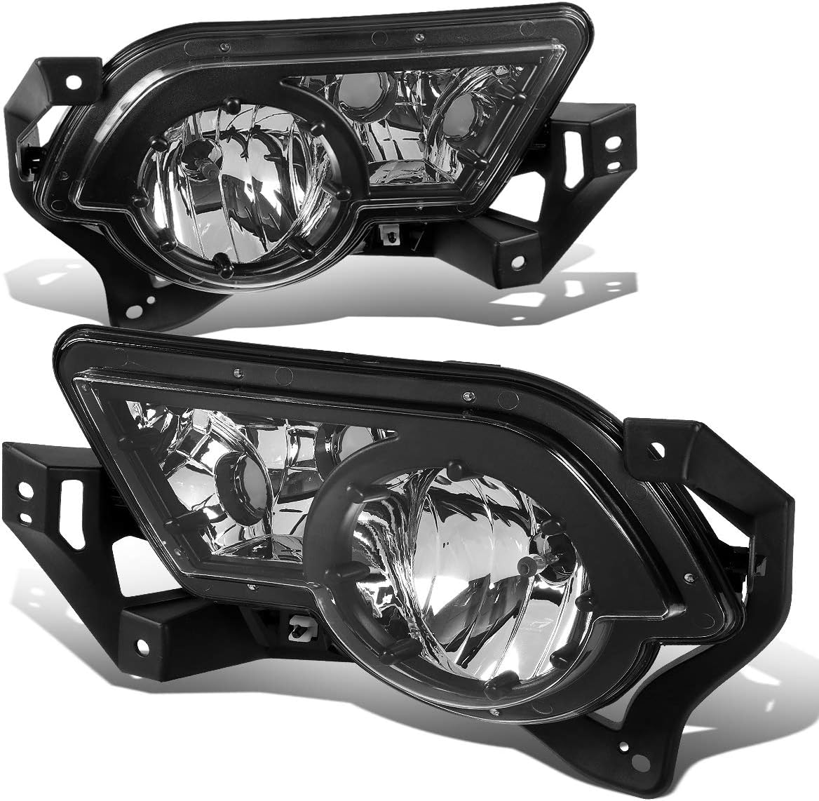 Auto Dynasty Pair Crystal Lens Front Bumper Driving Fog Light Lamps w/Cladding Compatible with Chevy Avalanche 1500 2500 GMT805 02-06