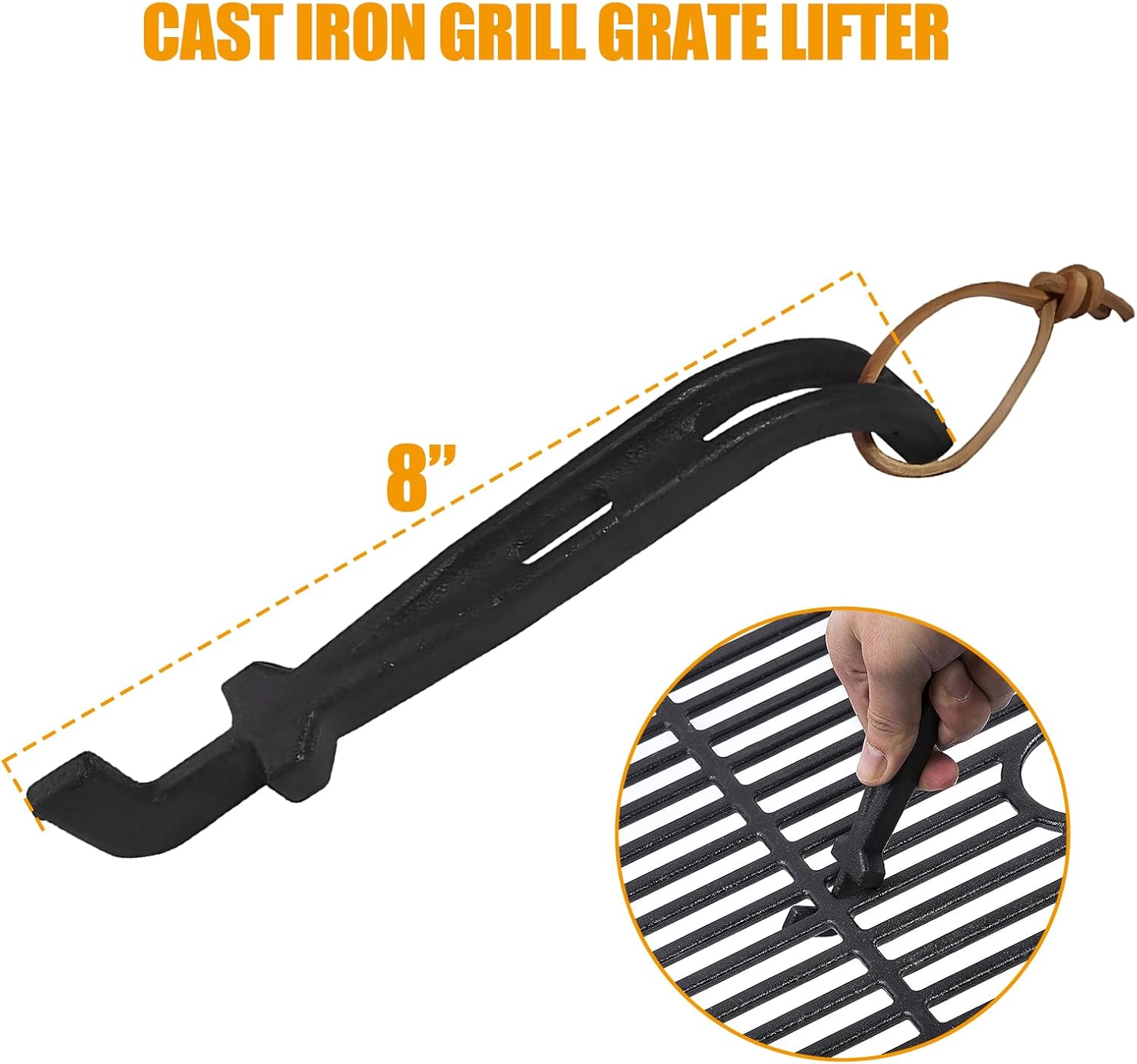 Ash Removal Pan and Ash Tool Poker for Big Green Egg, Kamado Joe, Pit Boss, Louisiana, Grill Dome, Vision Grills, Char-Griller Kamado/Ceramic Grill, w/Universal Cast Iron Cooking Grate Lifter