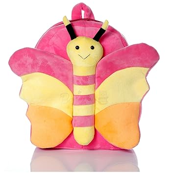 BeeWee - Soft Bag Butterfly Plush Backpack Stuff Toys School Picnic for Toddler Babies Kids 2 to 6 Years Boys and Girls 30 Cms (Pink)