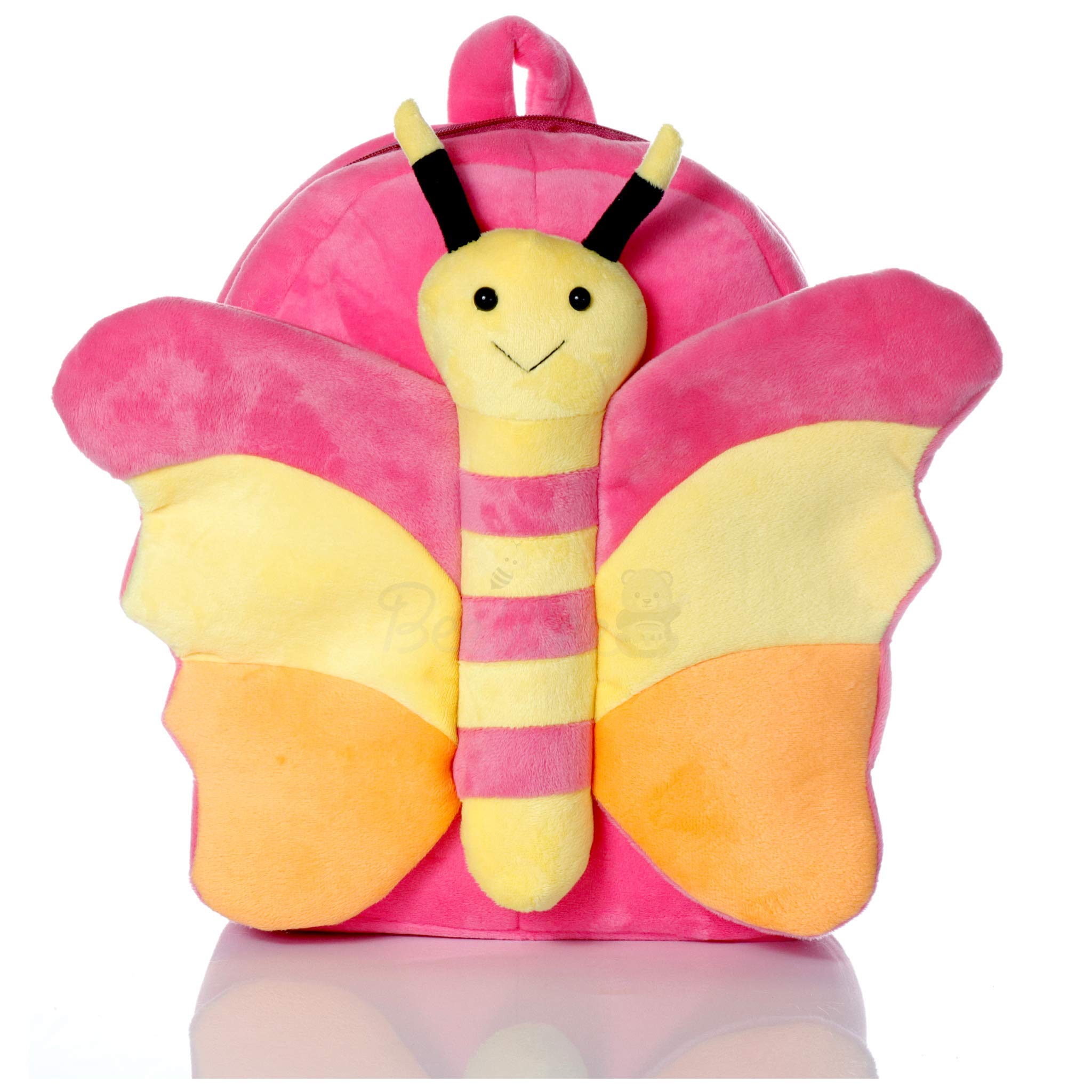 BeeWee® - Soft Bag Butterfly Plush Backpack Stuff Toys School Picnic for Toddler Babies Kids 2 to 6 Years Boys and Girls 30 Cms (Pink)