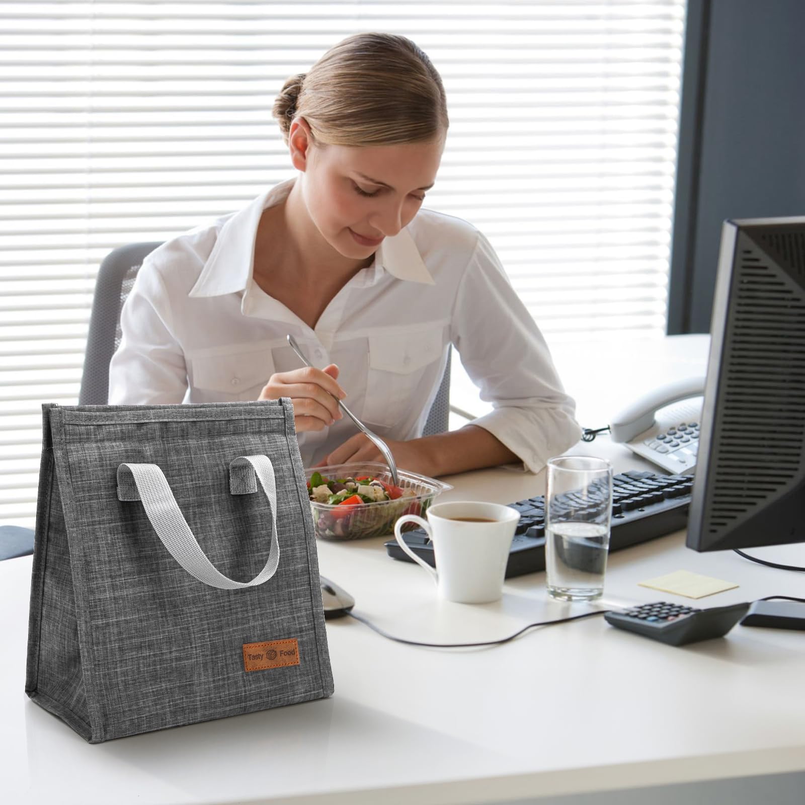 Lunch-Taschen, wiederverwendbar, isolierte Bento-Taschen, große Tragetasche, Lunchbox für Damen und Herren, wasserdichte Kühltasche mit Aluminium für Büro, Arbeit, Picknick, Strand, Reisen