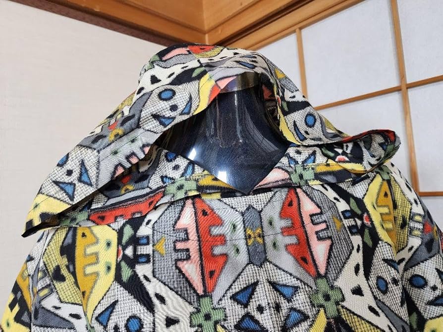 着物リメイク　青　襟付き　チュニックワンピース b2b6f89218a30e46fa6fdee4cd5e94