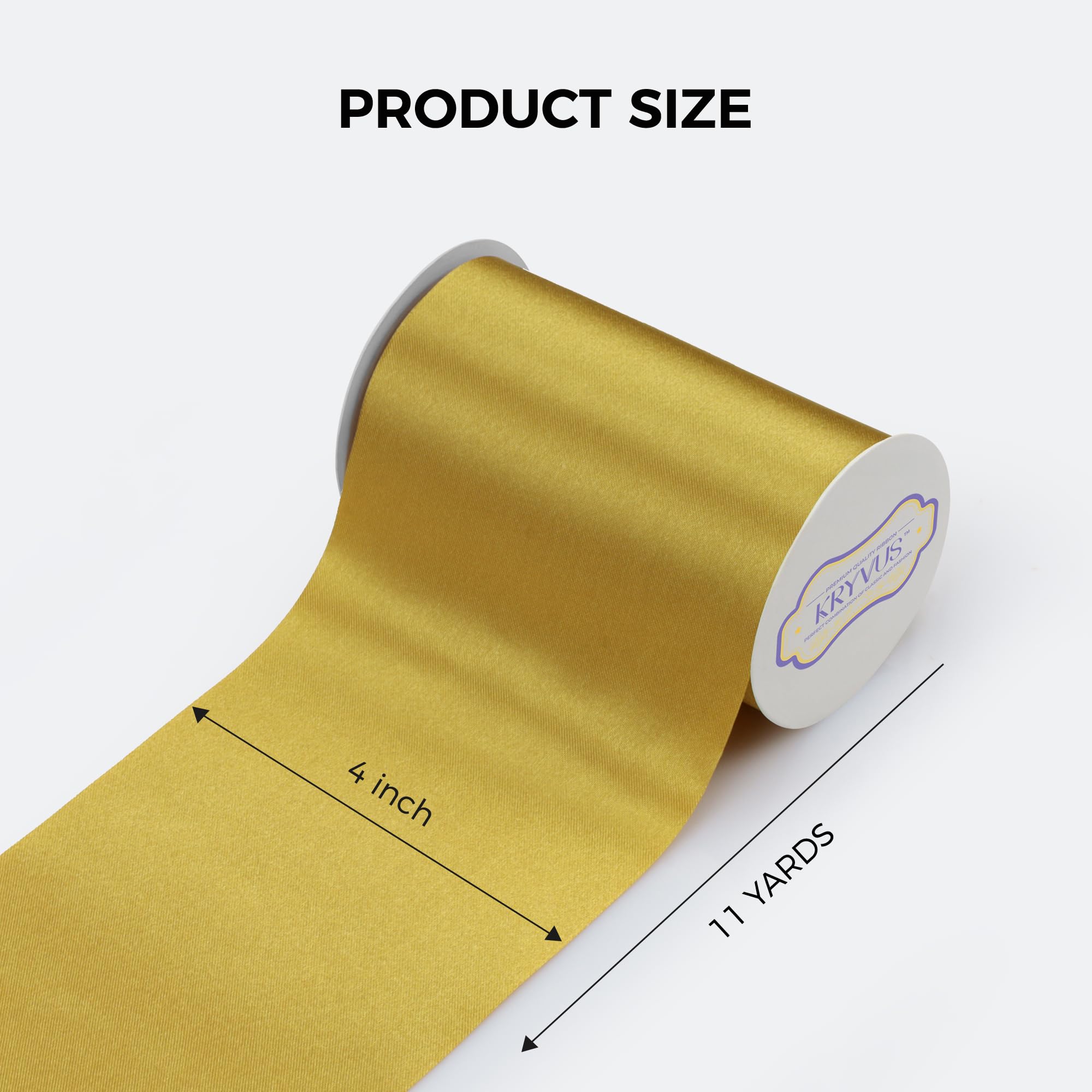 Kryvus Gold Satin Ribbon, 100mm x 10M Wide Gold Ribbon, Solid Large Ribbons for Cutting Ceremony Grand Opening - Image 2