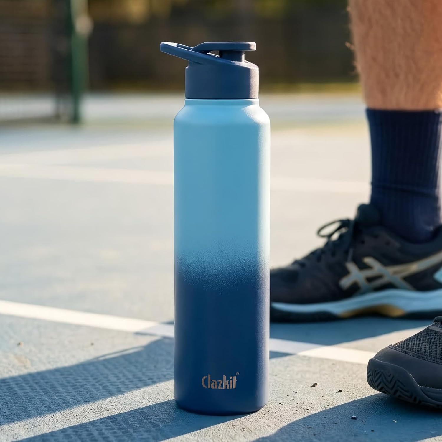 Clazkit Dual Colored Stainless Steel Water Bottle |ISI Certified Leakproof,Durable for School Kids, Fridge, Sports, Gym, Yoga & Office – Easy to Clean & Reusable-1000ml - Blue Rs.211