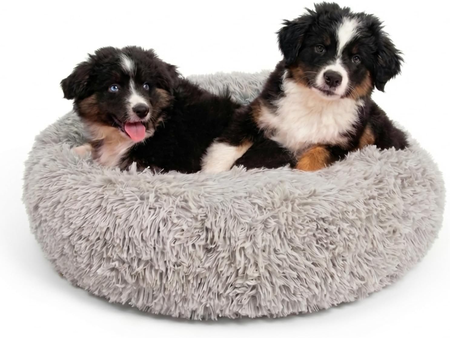 Active Pets Premium Medium Donut Dog Bed, Fits Up to 45 lbs, Removable Cover & Washable Cushion, Plush Long Pile Faux Fur Fabric, Portable Beige Pet Bed Furniture for Puppies Adult Canines & Cats