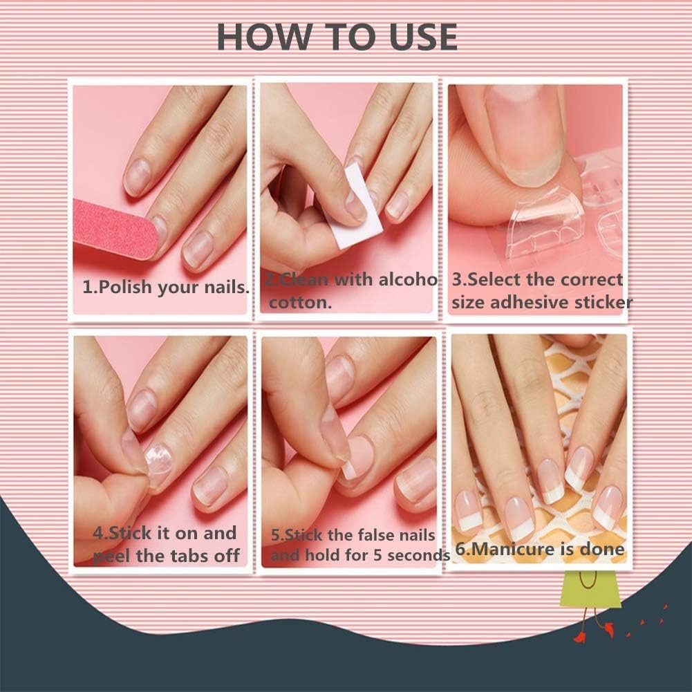 10 Sheets Waterproof Breathable Jelly Double Sided Nail Adhesives,Press on Nails Sticky Tabs Nail Glue Sticker.