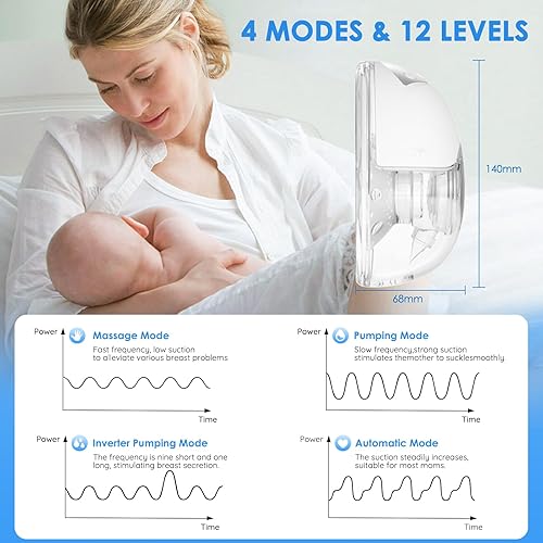 Miniatura 16 de ARICHOMY Extractor de leche manos libres, extractores de leche portátiles con 4 modos, 12 niveles, extracción de leche portátil para trabajo, viajes