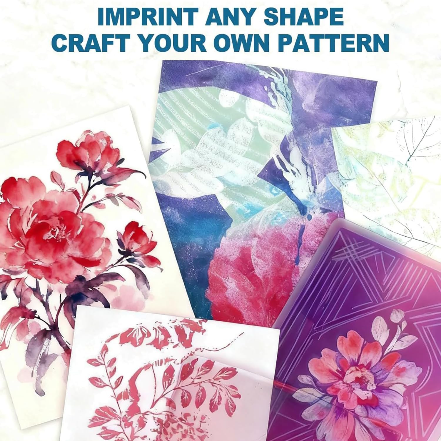 Gel Printing Plate Kit 2 - 5x7" & 8x10" Reusable Gelli Plates for Mono printing, Art Printmaking, Card Making & Scrapbooking - Eco-Friendly, Easy to Clean, Complete Starter Set with Tools