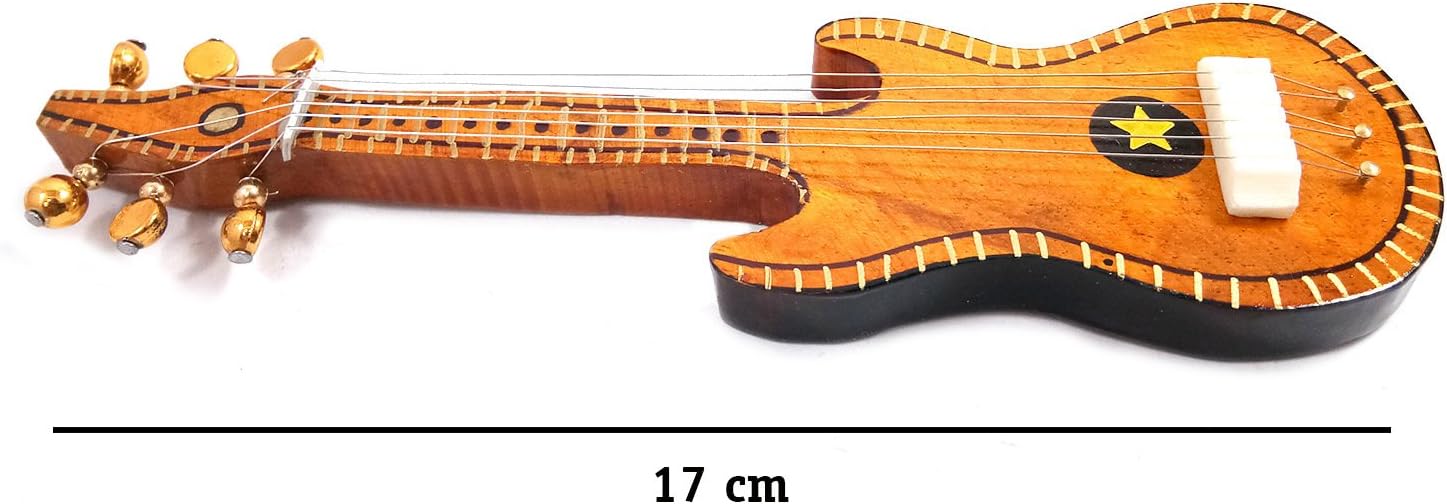 Wooden Decorative/Collectible Item Guitar [Brown], Decorative Magnetic Miniature for Refrigerator/Locker/Boards, Collectible Miniature for Home Décor/Offices, 6.5 INCHES