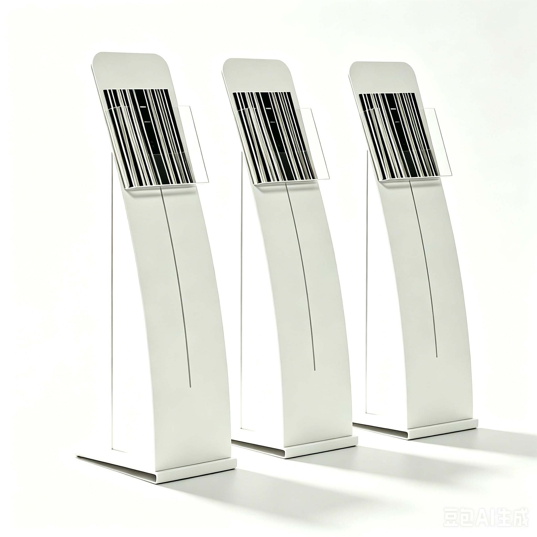 espositore da terra per depliant 3pz bianco con valigia trasporto | Design elegante italiano,con porta brochure, montaggio senza attrezzi, espositore curvilineo per fiere e negozi