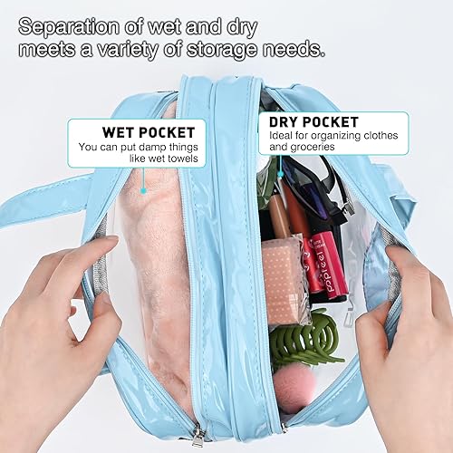 Miniatura 2 de Dabozi Bolsa de playa transparente para cosméticos, bolsa de aseo grande, bolsa de viaje transparente para artículos de tocador, bolsa de maquillaje