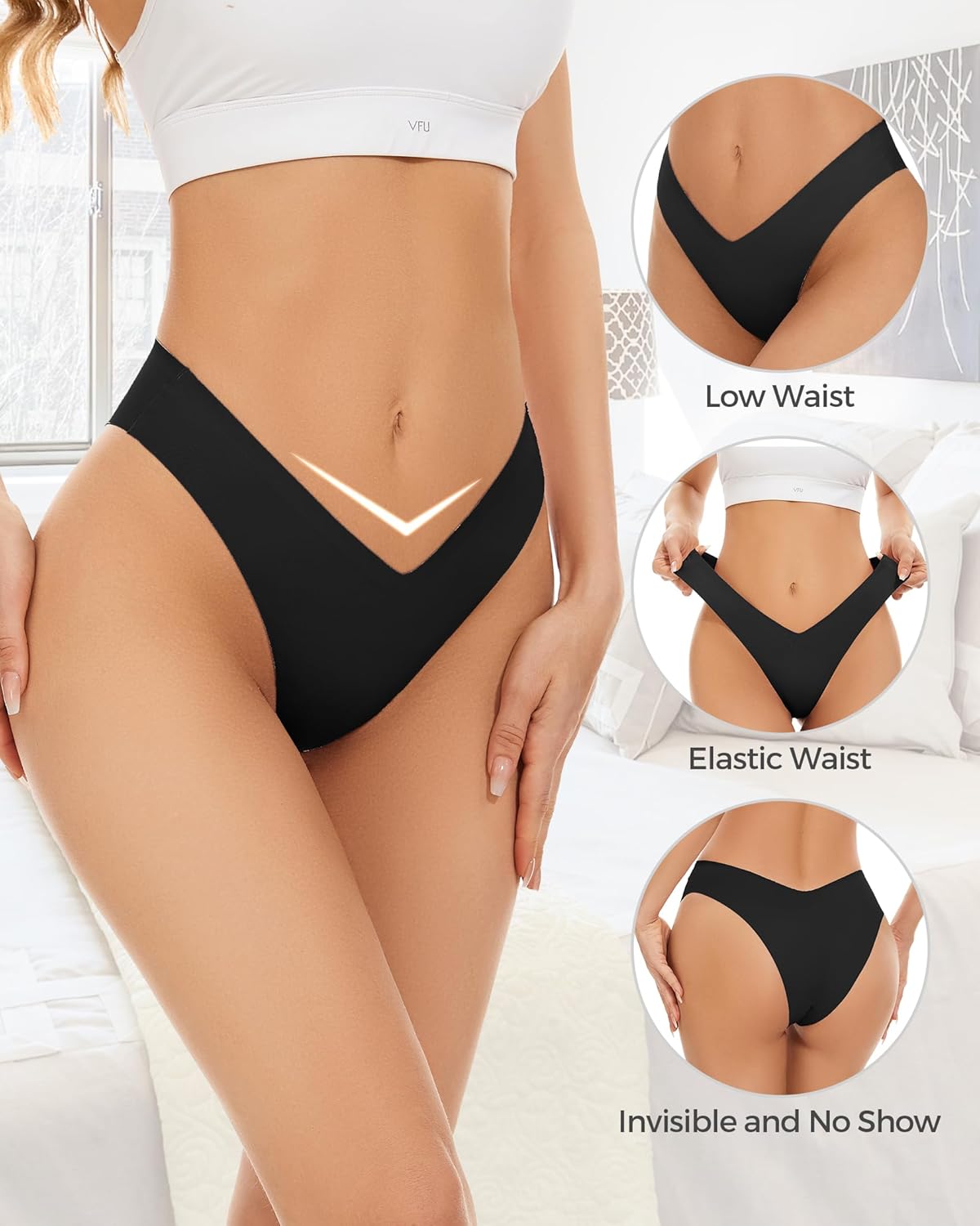 Seamless Bikini Cheeky Panties for Women Soft V-Cut No Show Hipster Breathable Stretch Invisibles Panties 6 Pack S-XL - Image 6