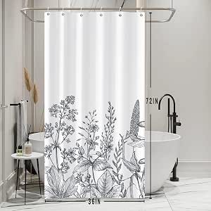 Tenda da doccia con motivo floreale senza gancio con