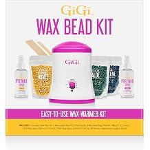 GiGi Wax Bead Kit - Hard Wax Beads for Hair Removal with Warmer, Pre & Post Care & Applicators, At Home Waxing Kit for Face, Body, Bikini Women Men