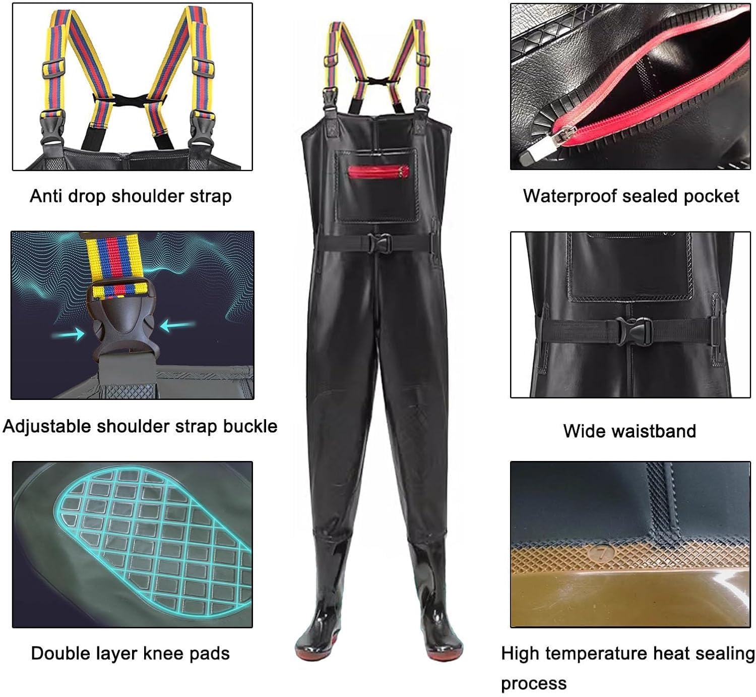 Hip Wozopy Outdoor Lekkie Wodery Wędkarskie Dla Mężczyzn I Kobiet Wodoodporne Buty Woderowe Z Pvc Do Brodzenia I Polowania, Printed, 6