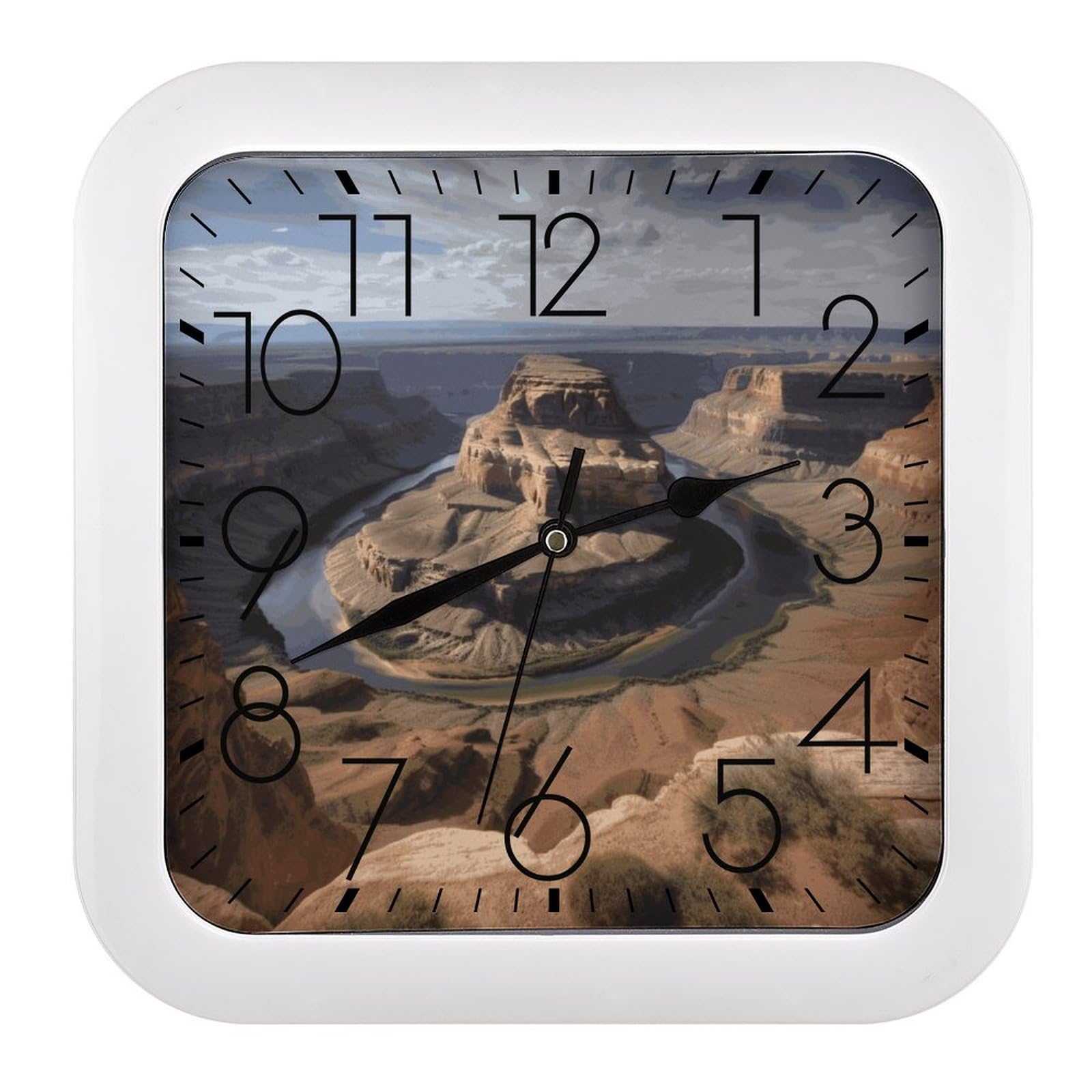 Horloge murale carrée 25 cm silencieuse motif Grand Canyon Arizona