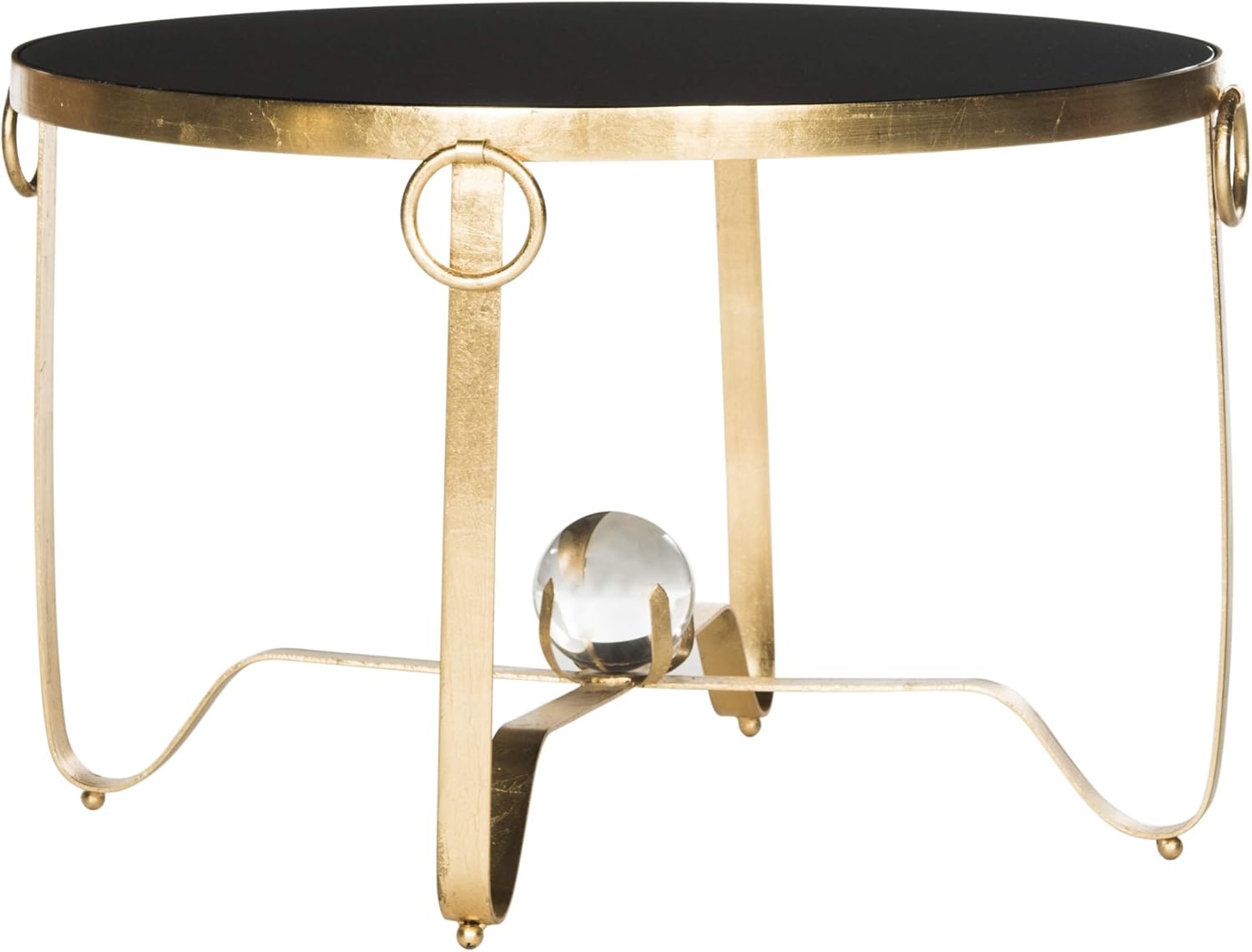 Safavieh Home Collection Elisha Black and Gold Leaf Round Coffee Table