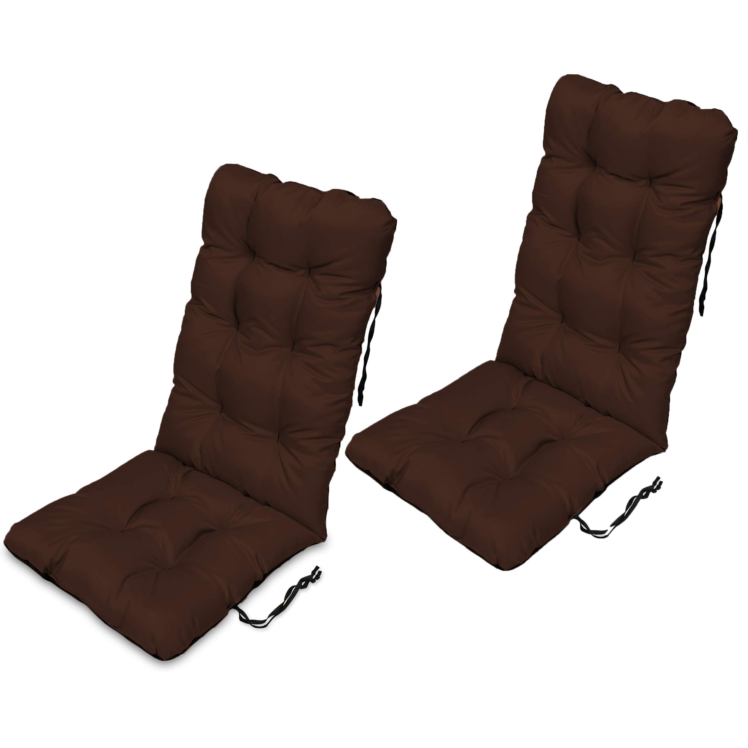 Superkissen24. Sun Lounger Cushion Seat Pad - Set of 2 Cushions 48x123 cm - Seat cover for Sunbeds, Garden Chairs, Loungers, Seatings - Outdoor/Indoor Relaxer Chair Pillow - Waterproof - Brown โ image 1