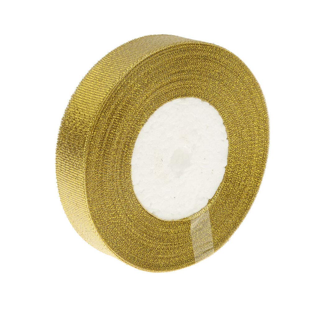 Generic 25Yds 2cm Gold Sparkle Glitter Ribbon Metallic Craft Sewing Riband